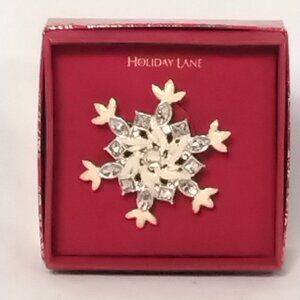 Macy's Holiday Lane Christmas Silver Tone Brooch Pin Costume Jewelry Accessory